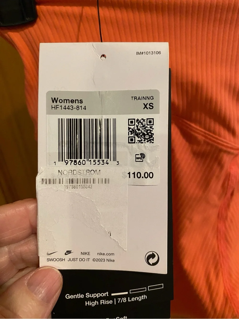NWT Nike Women's Zenvy Rib Gentle-Support High-Waisted 7/8 Leggings Size XS